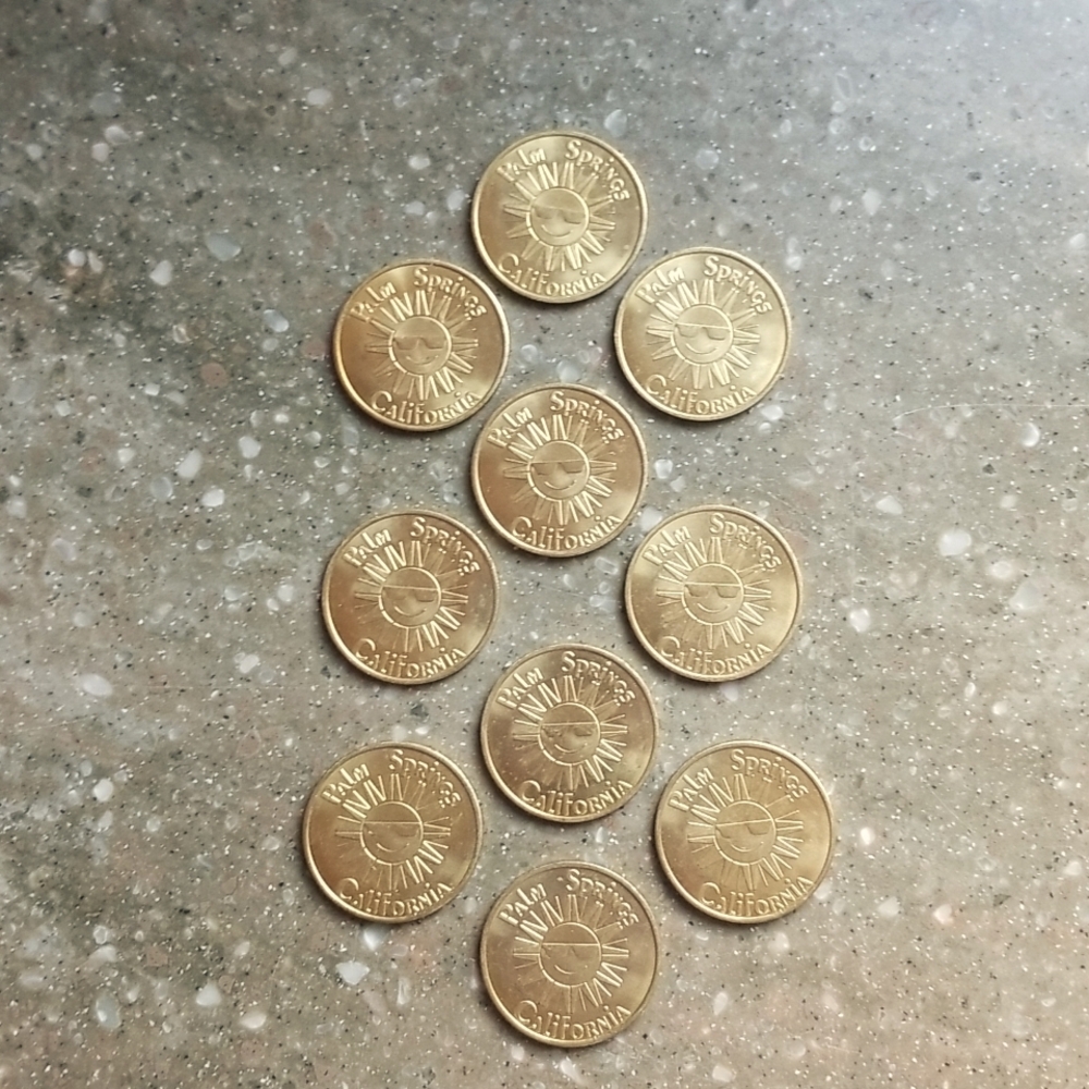 10 Vintage Palm Springs, California 1980's Sun Surrey Bus Transit Coins